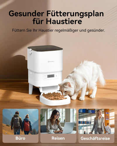 APETDOLA Futterautomat Katze, 5L Katzenfutter Automat, Futterspender Katze mit Programmierbare Porti