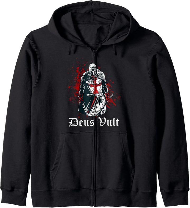 Deus Vult Kreuzritter Tempelritter Mittelalter Kapuzenjacke