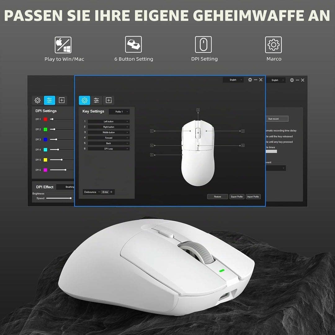 AJ139PRO Kabellose Gaming Maus, Leichtgewicht 59g FPS Mäuse, Optischer Sensor PixArt PAW3395, 26K DP