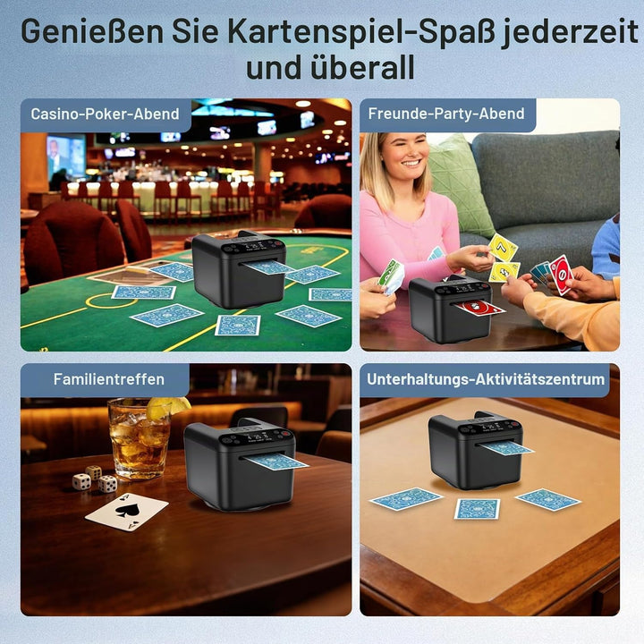 Automatischer Kartensendemaschine 180°/360° Drehung für 1–3 Decks, Karten Austeiler für 2–12 Spieler