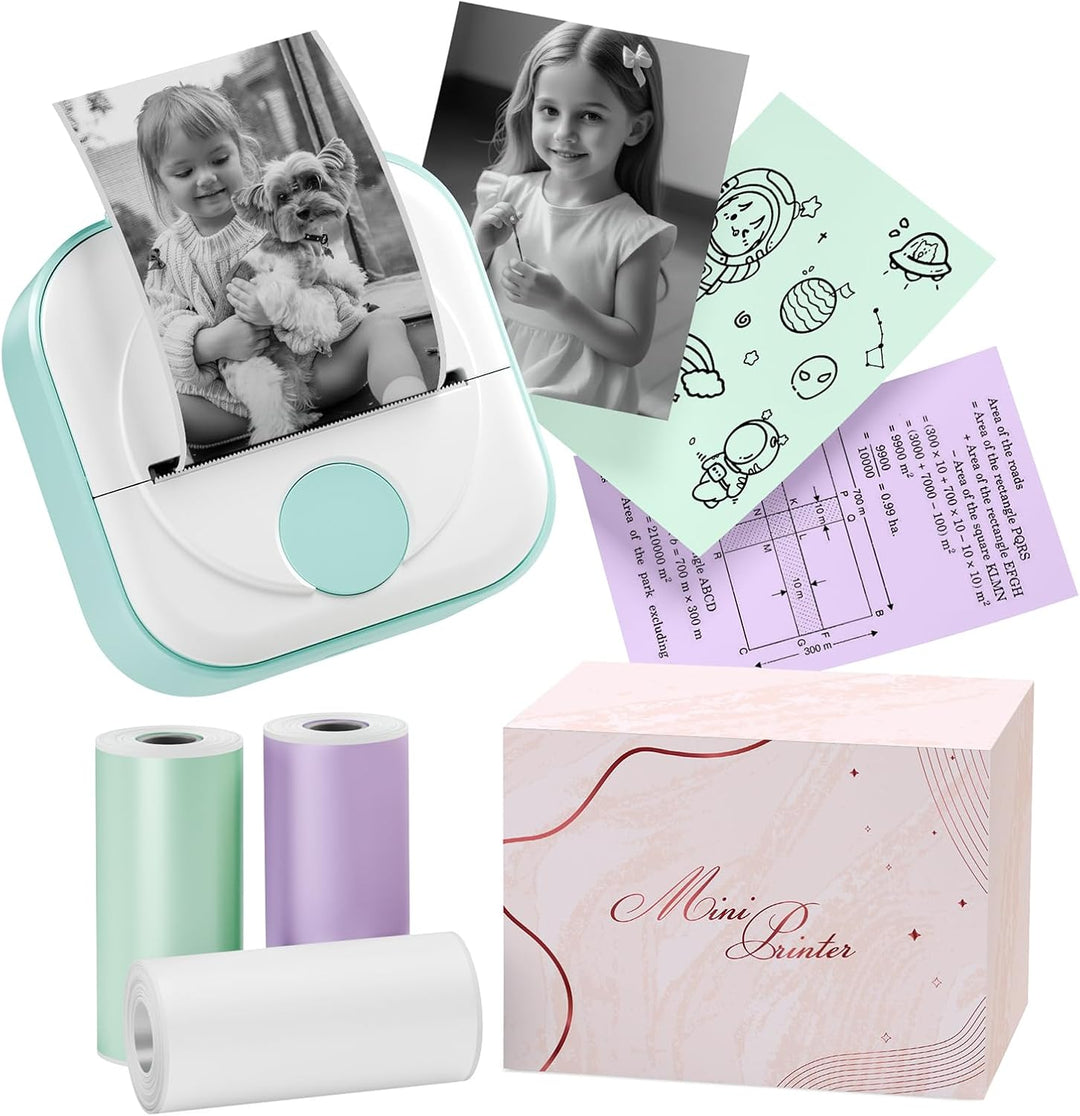 Itari Q02 Mini Drucker- Bluetooth Fotodrucker für Smartphone, Thermodrucker für Lernen, Schulsachen