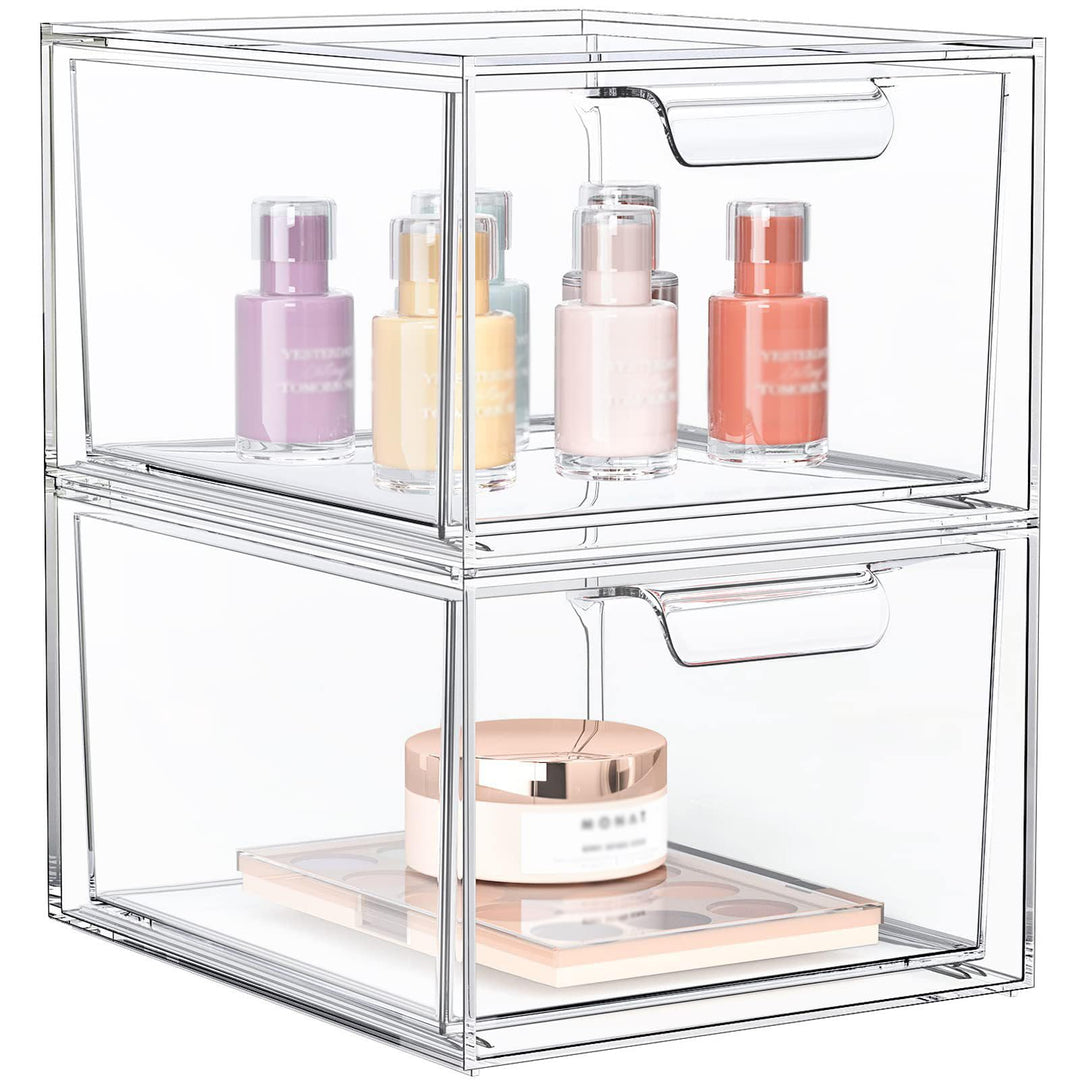 2er Schubladen Organizer – Schreibtisch Organizer – Stapelbare transparente Acryl-Schubladenbox mit