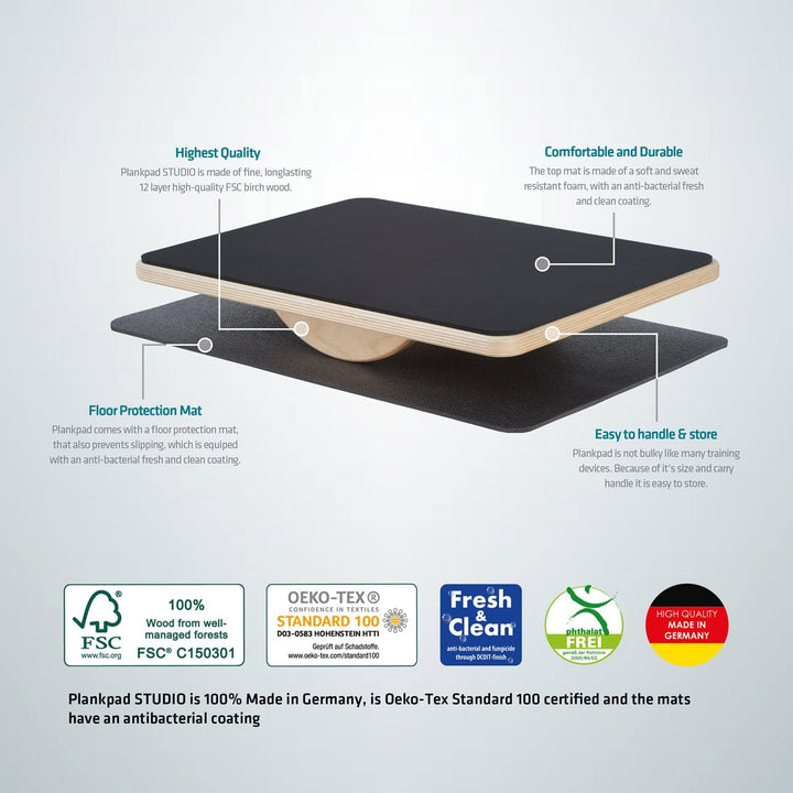 Plankpad STUDIO – interaktiver Ganzkörper-Trainer & Balance Board – Home Fitnesstrainer Made in Germ