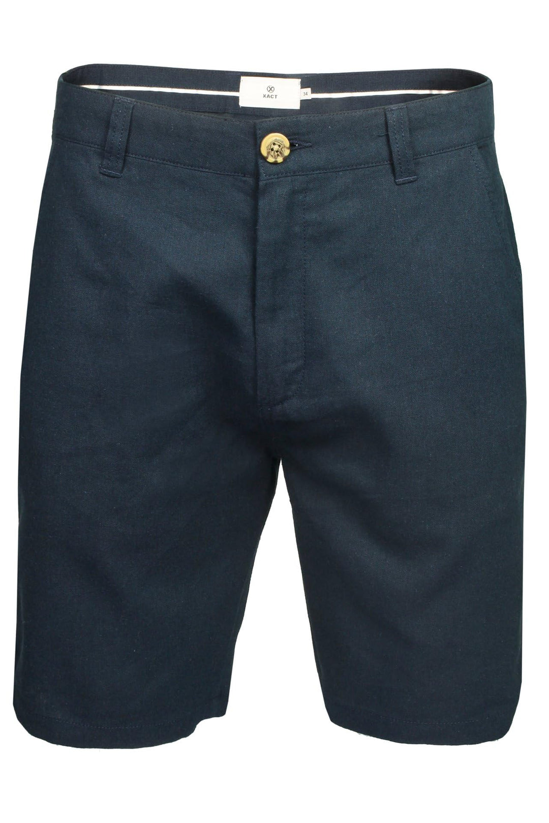 Xact Herren Leinen 23cm Tailored Chino Shorts, Regular Fit 32W Sky Captain Navy (Linen), 32W Sky Cap
