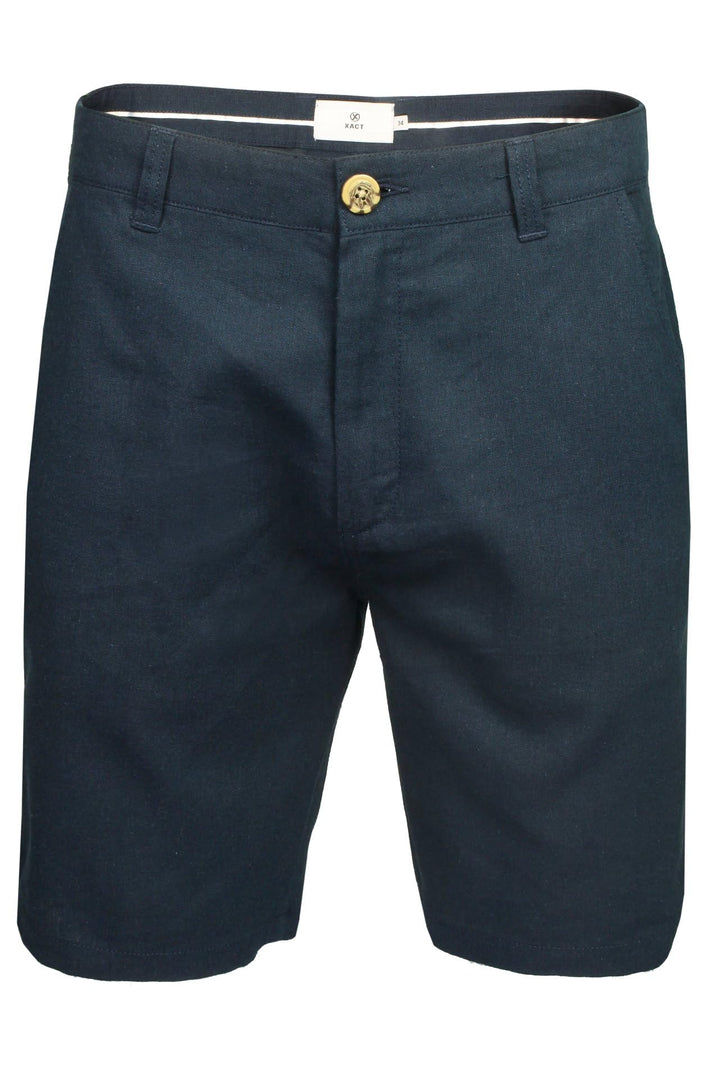 Xact Herren Leinen 23cm Tailored Chino Shorts, Regular Fit 32W Sky Captain Navy (Linen), 32W Sky Cap