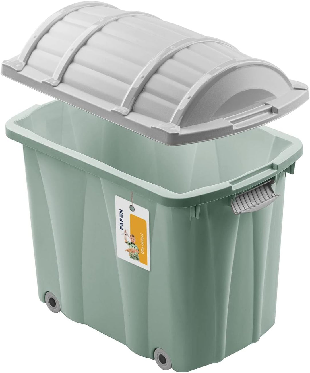PAFEN Piraten Spielzeugkiste 62l mit Rollen - Schatzkiste 58 x 51 x 37,5cm - Spielzeugbehälter mit D