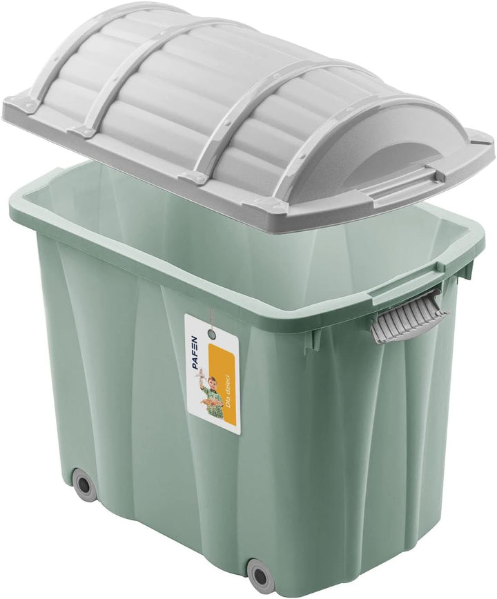 PAFEN Piraten Spielzeugkiste 62l mit Rollen - Schatzkiste 58 x 51 x 37,5cm - Spielzeugbehälter mit D
