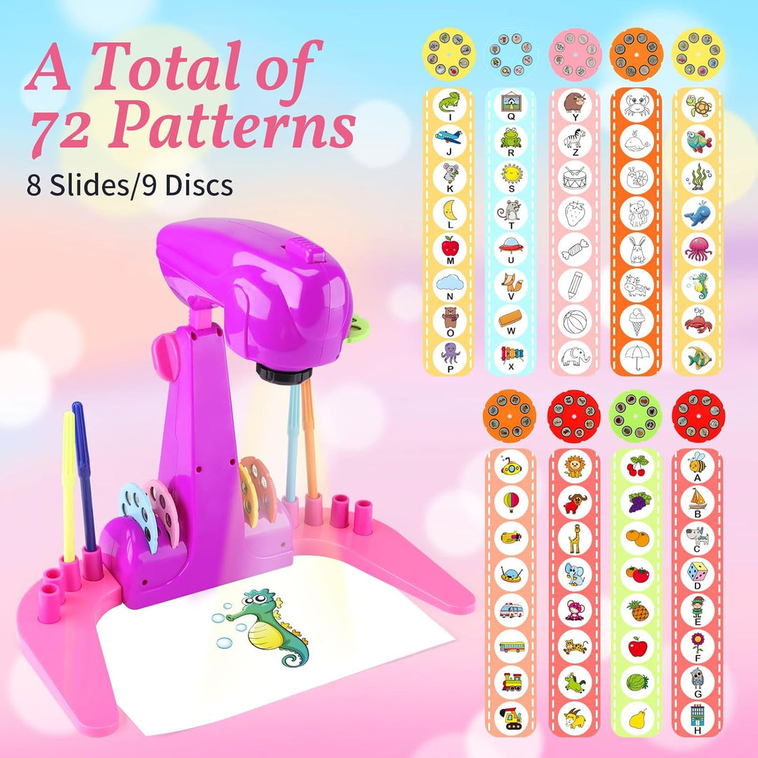 Purple Mädchen Spielzeug Zeichenprojektor für Kinder mit 72 Motiven Mädchen Geschenke Kinder Projekt