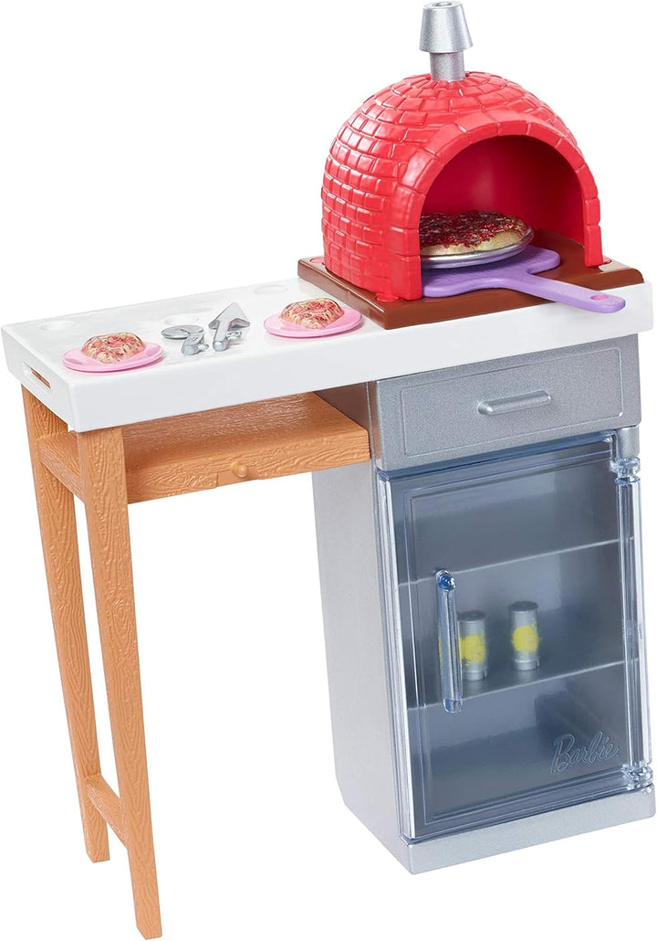 Barbie Möbel Outdoor Pizza Oven Pizza Spielset, Pizza Spielset