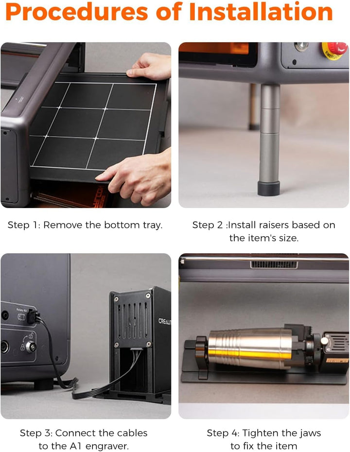 Creality Rotary Roller Pro Kit – Laser-Rotationswalzen für Falcon A1 Lasergravierer mit Erhöhungen,