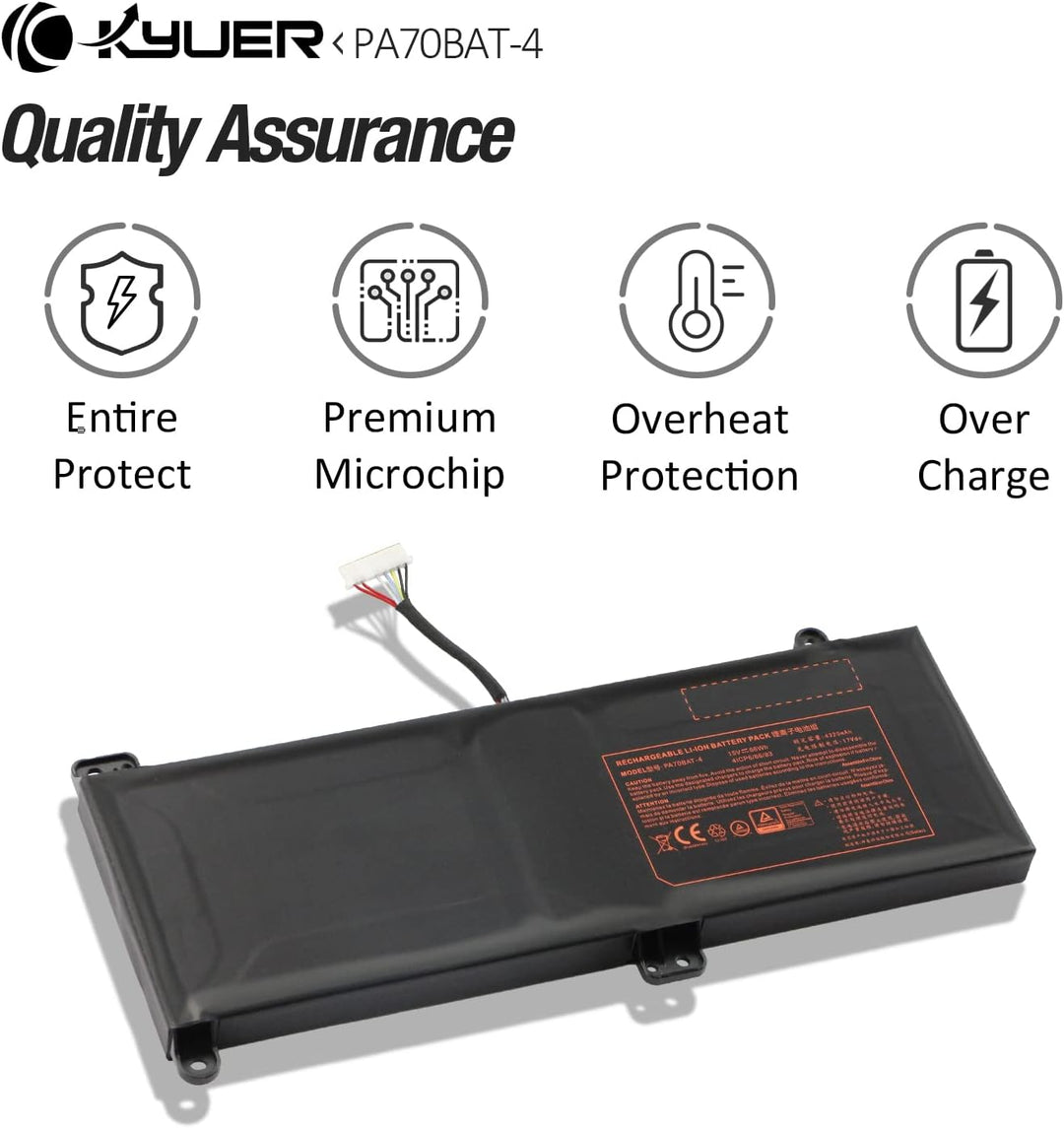 K KYUER 66Wh PA70BAT-4 Laptop Akku für Powerspec 1710 Medion Erazer X7855 X7857 X7859 Sager NP8370 N
