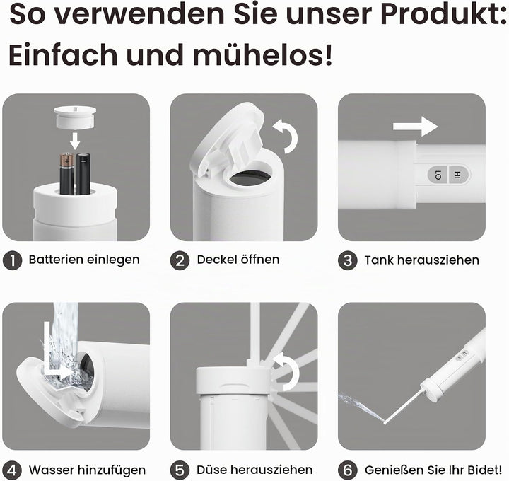 VOVO Go Tragbare Elektrische Reisebidet – 2 Einstellbare Druckstufen, Kompaktes Handbidet, Ideal Für