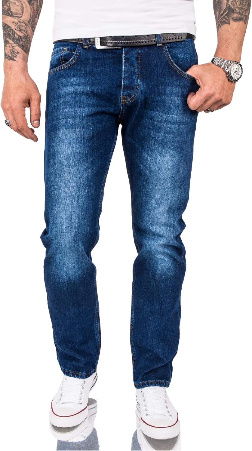 Rock Creek Herren Jeans Hose Denim Blau Straight-Cut Gerades Bein RC-2091 29W / 30L Blau - Rc-3120,