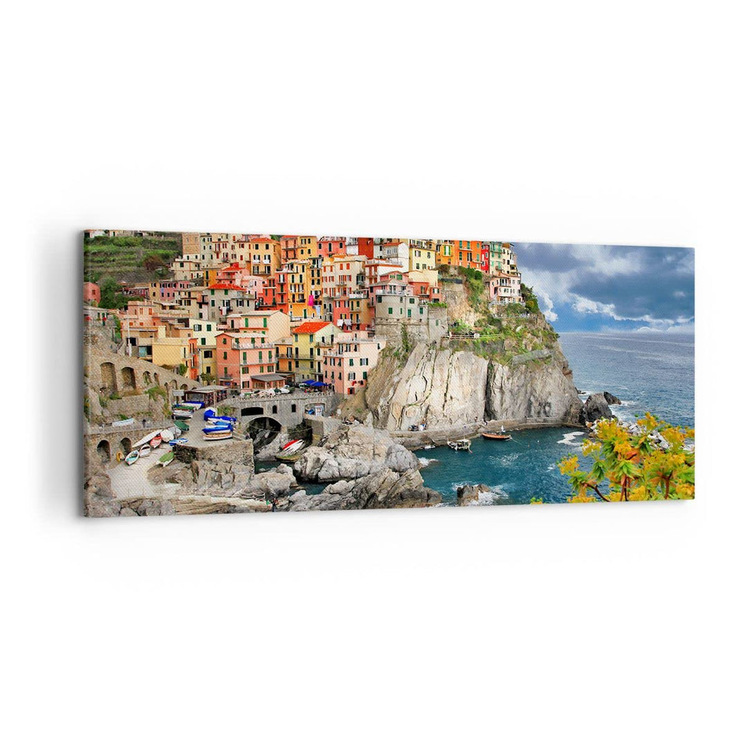 Wandbilder Dekoration Wohnzimmer Italien küste felsen landschaft Panorama Bilder auf Leinwand 120x50
