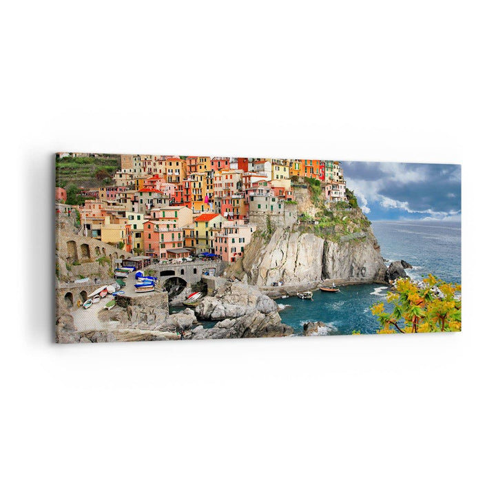 Wandbilder Dekoration Wohnzimmer Italien küste felsen landschaft Panorama Bilder auf Leinwand 120x50