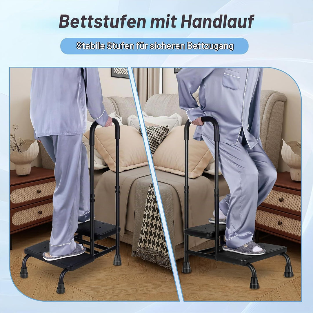 Badewannenstufe mit Haltegriff – Einstiegshilfe für Senioren Behinderte, 2 Stufen, Tragfähigkeit bis