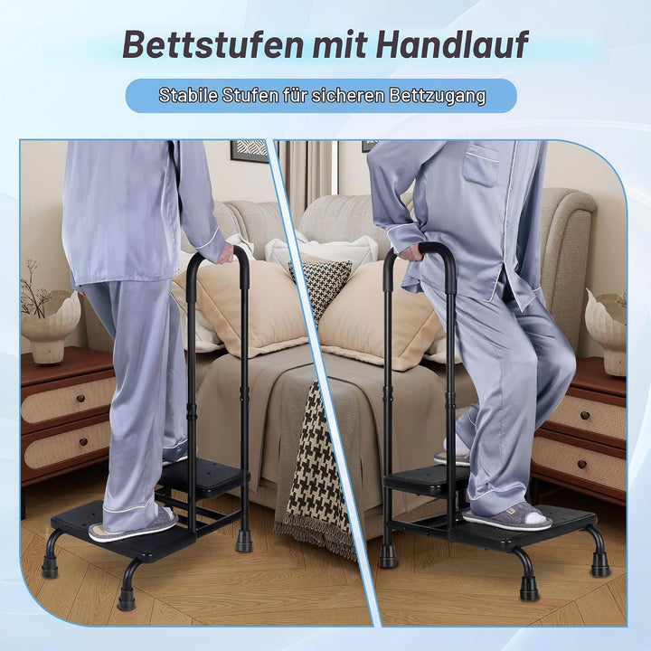 Badewannenstufe mit Haltegriff – Einstiegshilfe für Senioren Behinderte, 2 Stufen, Tragfähigkeit bis