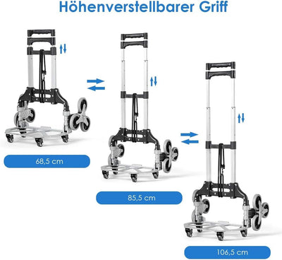 COSTWAY Sackkarre Transportkarre klappbar, Handkarre mit Teleskopgriff & Expanderseil, bis 80 kg bel