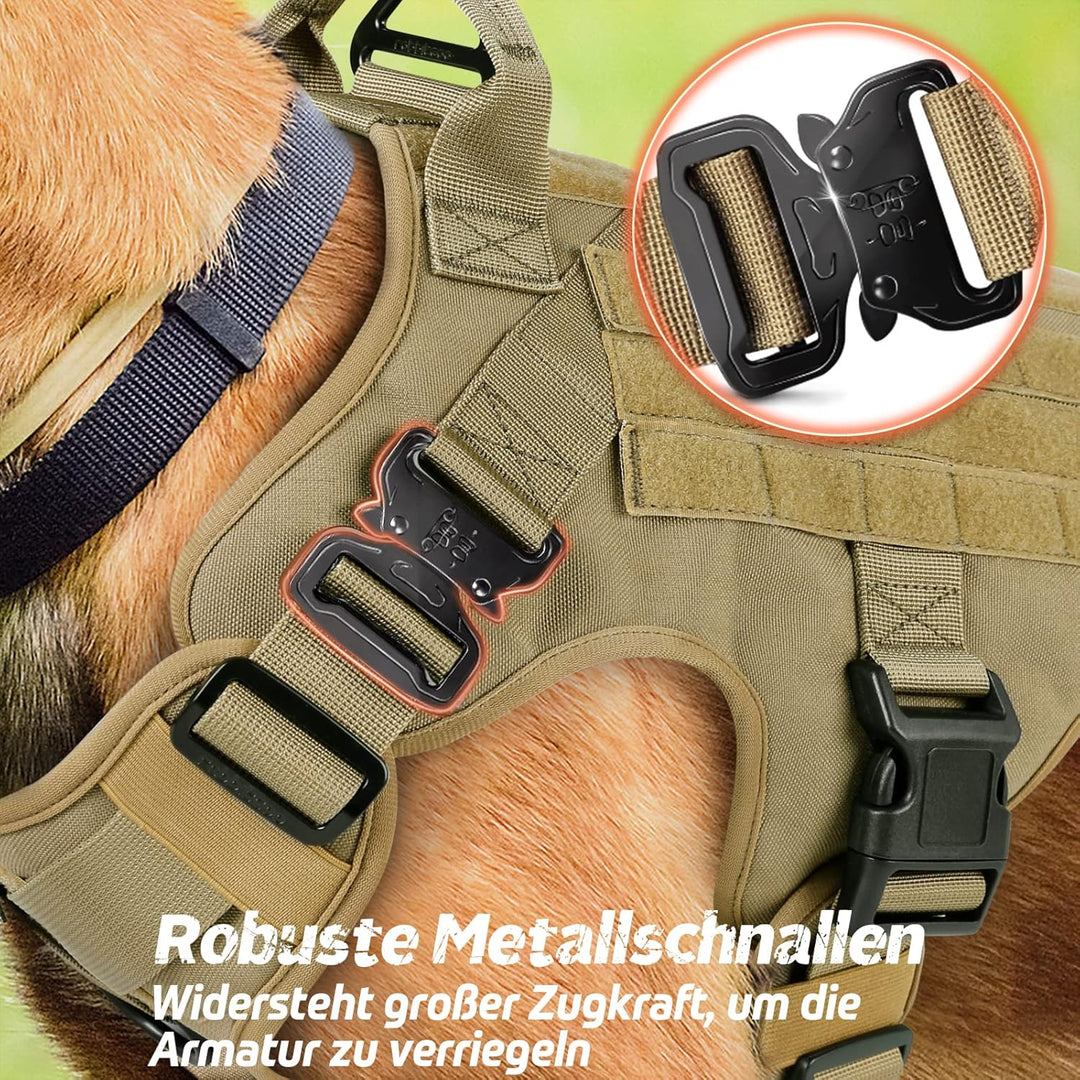 rabbitgoo No Pull Hundegeschirr Mittlere Grosse Hunde, Taktische Brustgeschirr mit MOLLE Griff Metal