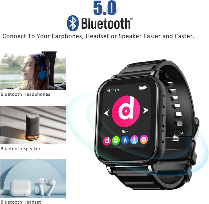 CCHKFEI 32GB Sport MP3 Player Bluetooth, Tragbarer Bluetooth MP3 Player Kinder mit Sportuhr Touchscr