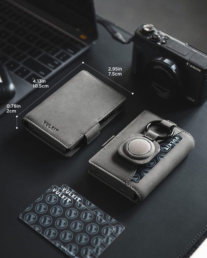 VULKIT Kreditkartenetui mit Airtag-Halter, RFID-blockierendes Kartenetui aus Metall, Magnetverschlus