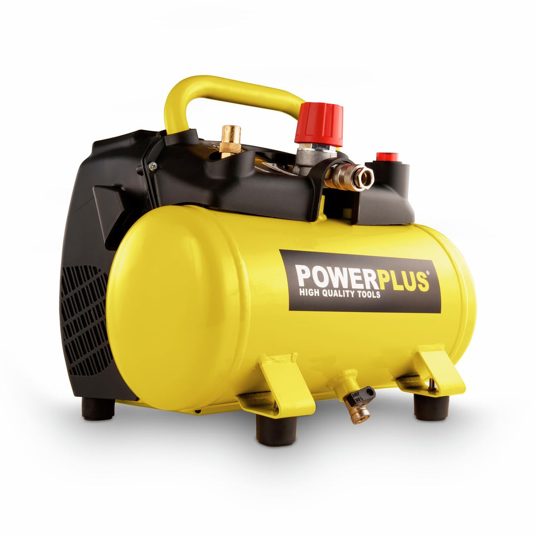 Powerplus kraftvoller Druckluft Kompressor 1.100 Watt Leistung, 1,5 PS, 6 Liter Tank - Art. Nr. POWX