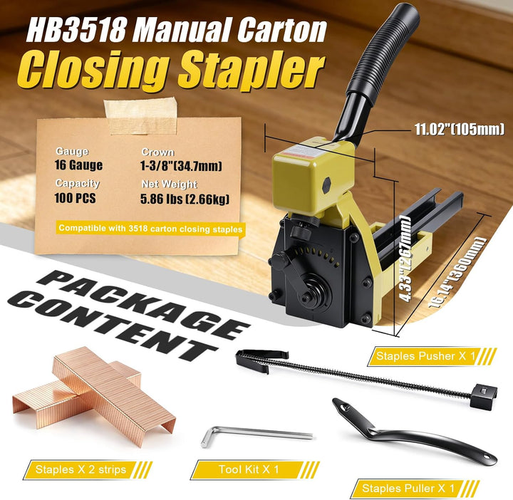KIMSING Handtacker HB3518 16 Gauge,Tacker für Holz Pappkartons,34,7 mm Krone,18 mm Länge,Kartonversc