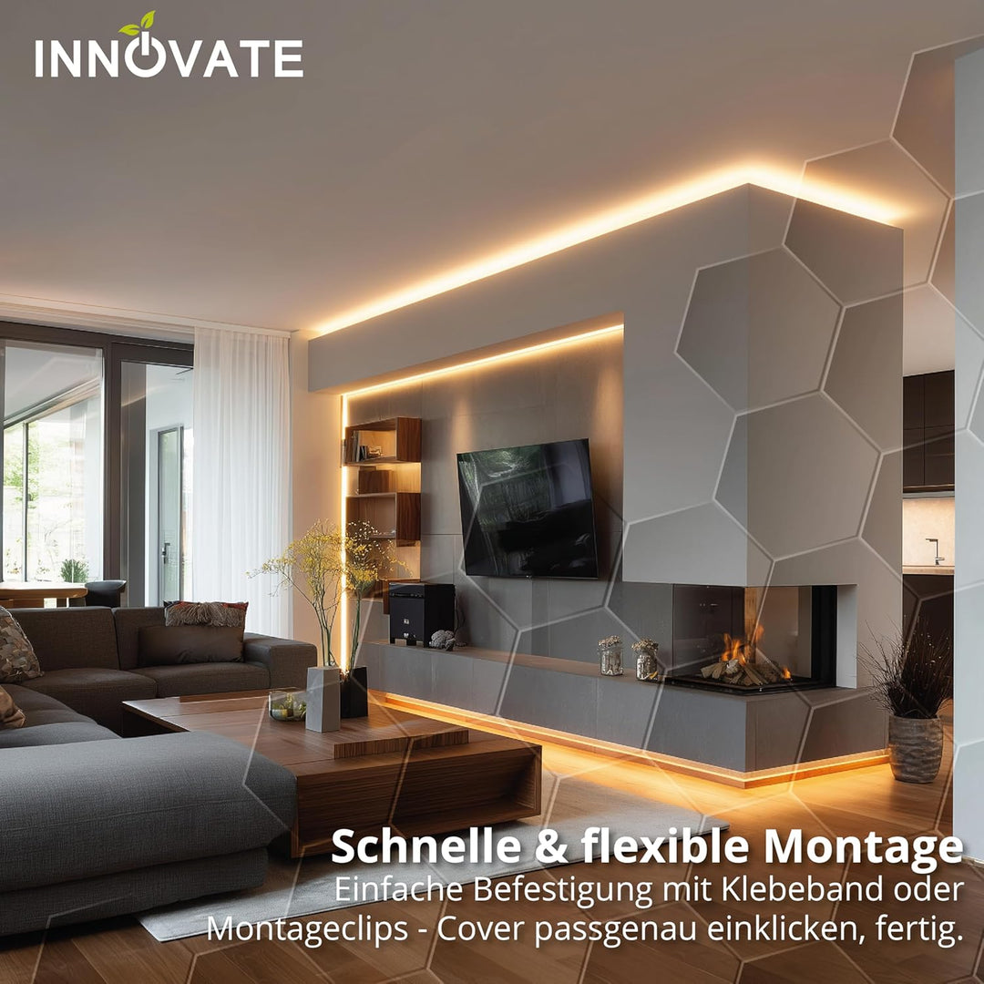 INNOVATE LED Profil silber 6 x 1m - Aluminium Profil - Aluprofil für LED-Strip - Profil für LED-Stre