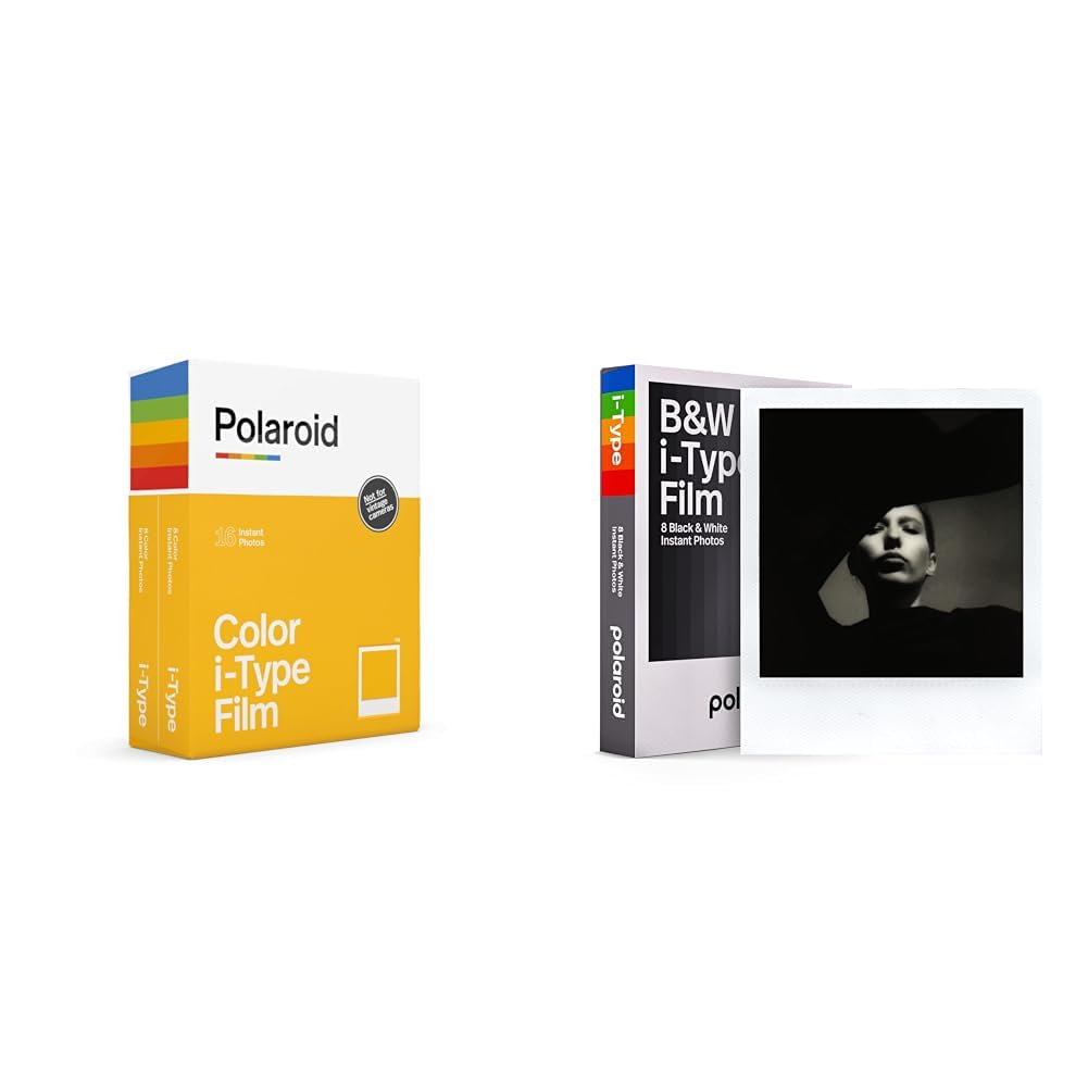 Polaroid – 6009 – Sofortbild-Farbfilm Typ I – Einzelpackung – 16 Fotos & Polaroid B&W Film für i-Typ