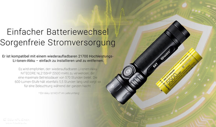 Nitecore EX7-6000 Lumen Flutlicht-Mix-betriebener USB-C-Akku, Schwarz