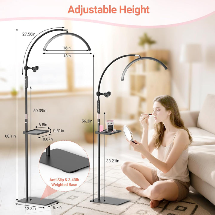 LED Halbmond Wimpern Lampe: Faltbar Wimpernverlängerung Lampe mit 5 Dimmbaren Farben & Drehbar 360°