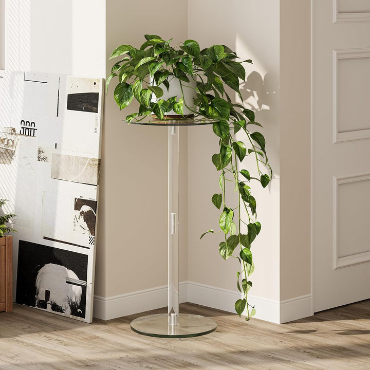 Beistelltisch Rund Glas Transparent Klein Side Table Wohnzimmer LET524TR, Rund