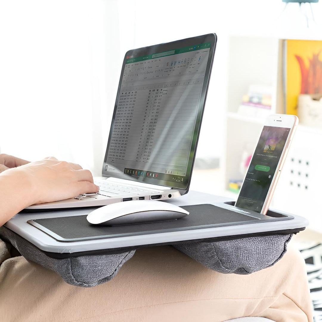 Premium Laptop-Tisch für Bett, Sofa, Couch, Auto Dank Kissen | Laptop Unterlage Schoss mit Mauspad |