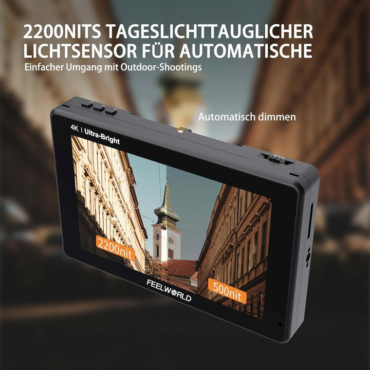 Feelworld LUT7 7 Zoll 2200nit Ultra Bright 3D Lut Touch Screen DSLR Kamera Field Monitor 1920x1200 I
