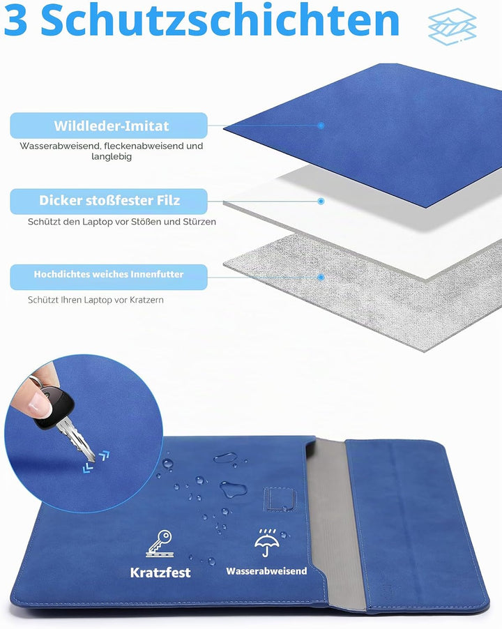 HYZUO 13,3-14 Zoll Laptop Hülle Tasche mit Standfunktion für MacBook Pro 14 M5/M4/M3/M2/M1 2026-2021
