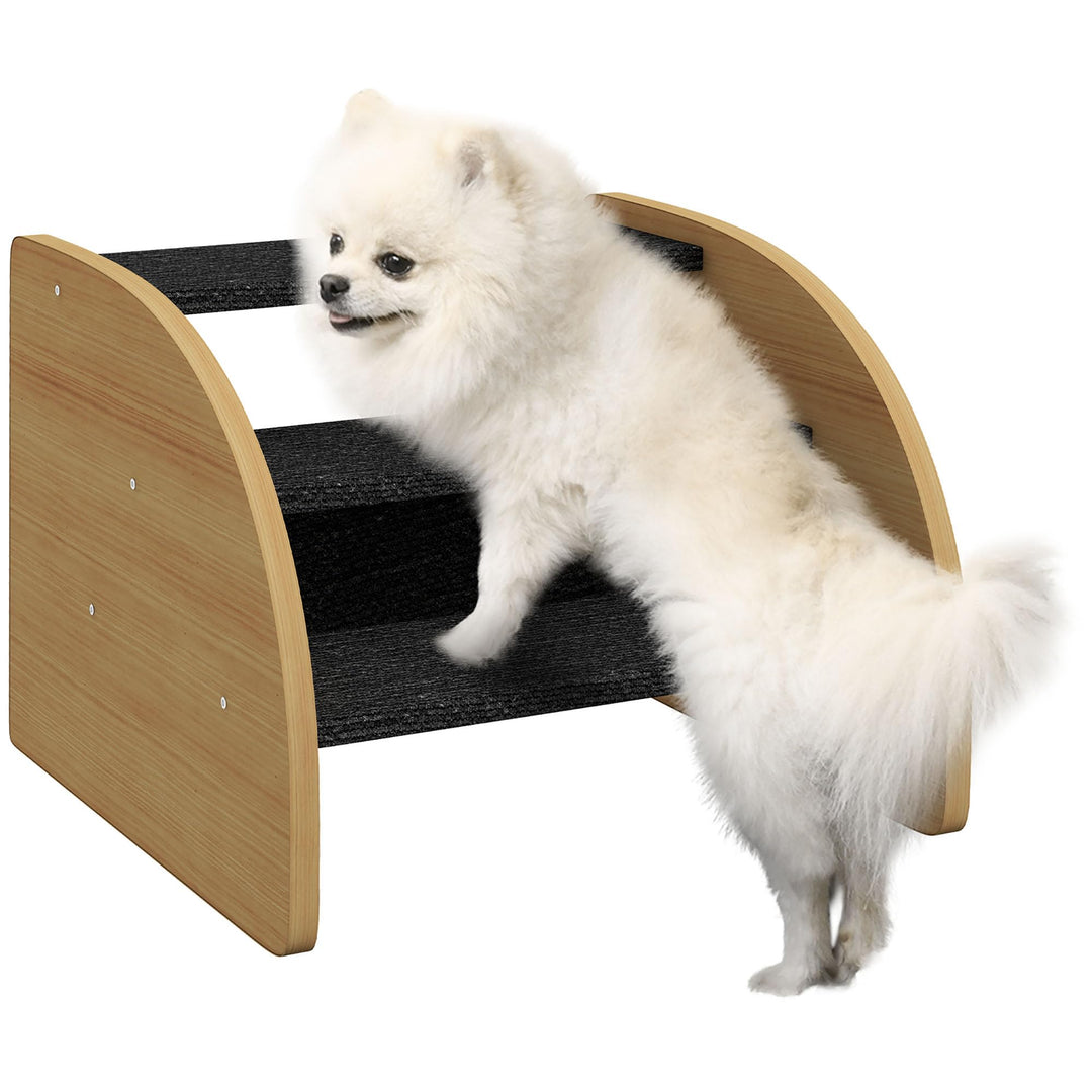 PawHut Hundetreppe 3 Stufen 30 cm Hoch Haustiertreppe mit Seitenwand Hunderampe für Kleine Hunde Kat
