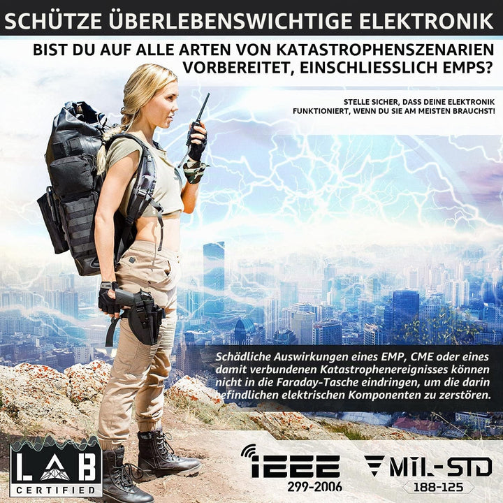 Mission Darkness Dry Shield Faraday Rucksack 40 Liter Fassungsvermögen // Wasserdichte taktische Tas