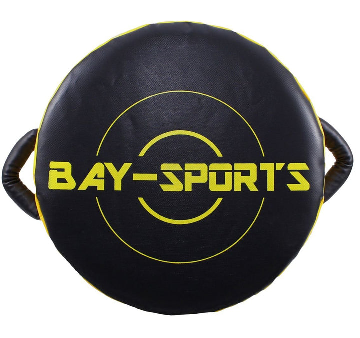 BAY® "UFO RUND 45 x 45 x 20 cm - SEHR STABIL- schwarz/gelb Leder PU Schlagpolster, Schlagkissen, Pra