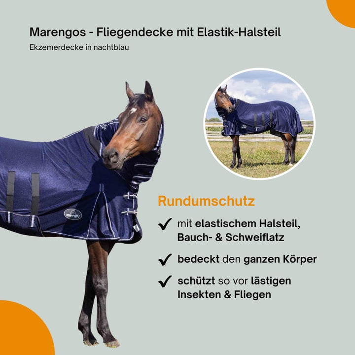 Marengos Fliegendecke mit Elastik-Halsteil Nachtblau 155cm, Nachtblau 155cm