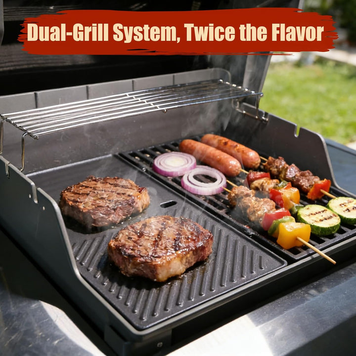 Denmay 7637 44,5 cm Grillrost & Grillplatte für Weber Spirit I & II 200 Serie(mit vorderen Bedienknö
