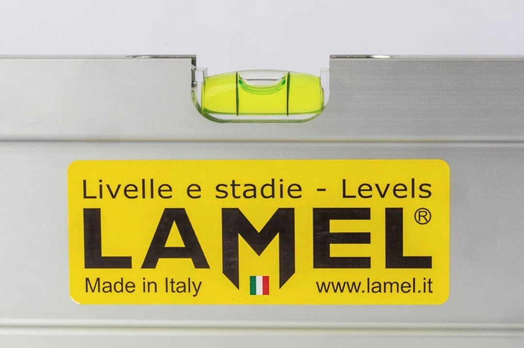 LAMEL Richtlatte 100 cm, mit Libellen und Griffen, eloxiertem Aluminium, verstärktes Profil, zum Ver