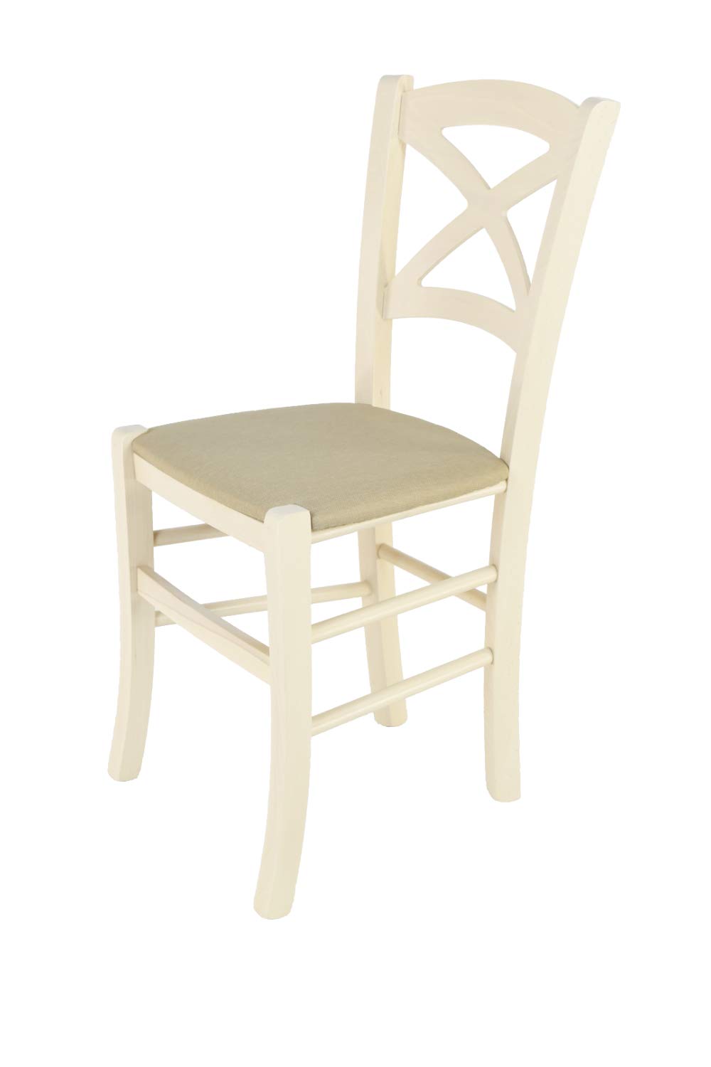 TM C S Tommychairs Klassischer Cross Stuhl für Küche, Bar, Esszimmer, mit Gestell aus Buchenholz lac