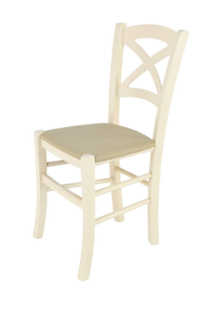 TM C S Tommychairs Klassischer Cross Stuhl für Küche, Bar, Esszimmer, mit Gestell aus Buchenholz lac
