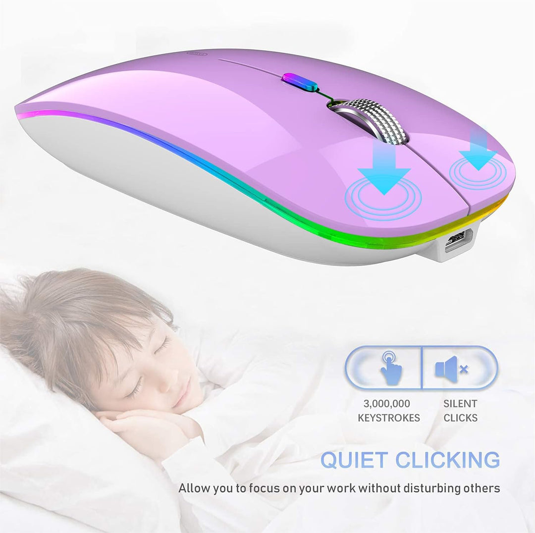 Uiosmuph Bluetooth Maus Kabellose, LED Funkmaus wiederaufladbar Leise Wireless Mouse 2.4GHz Kabellos