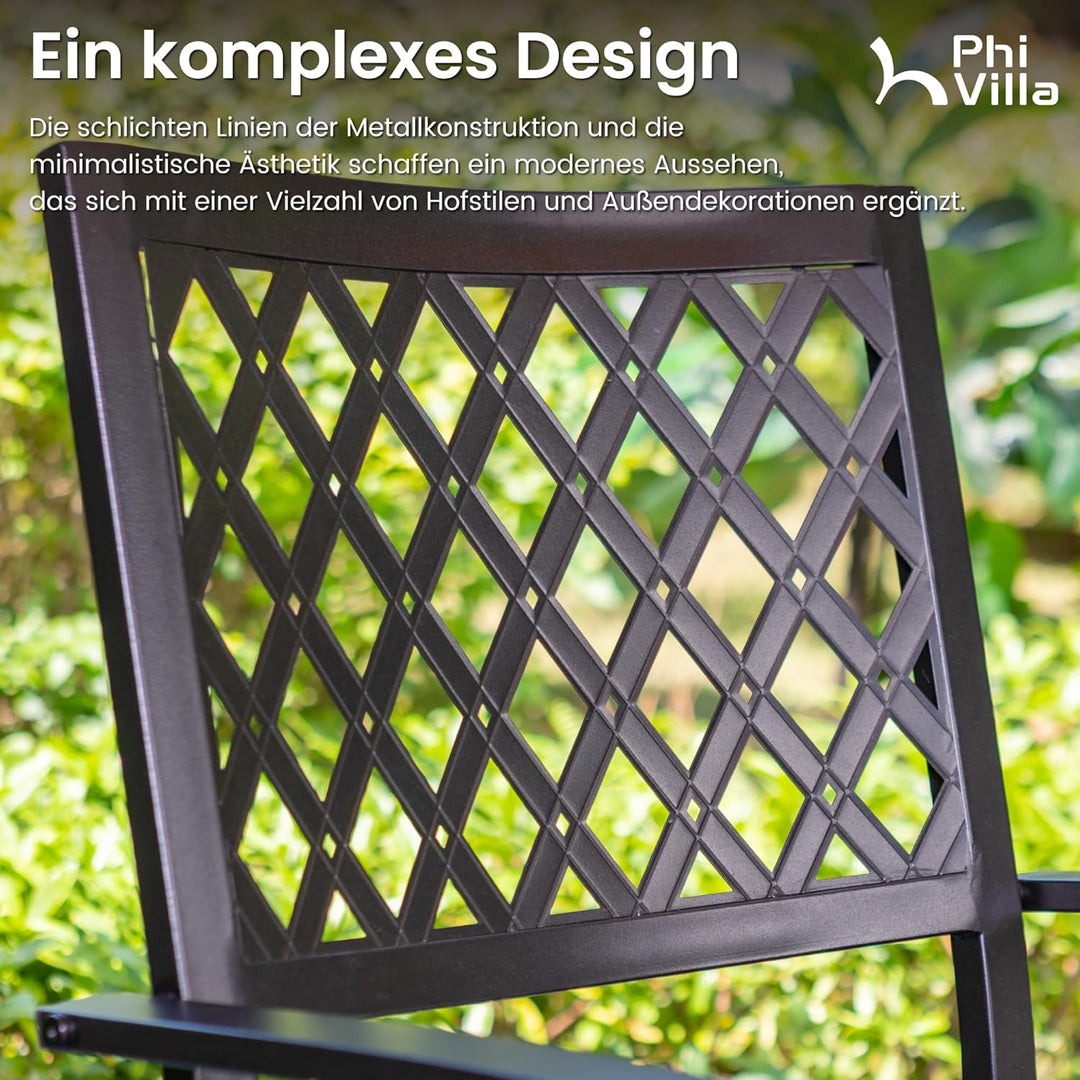 PHIVILLA Gartenmöbel Set 4 Stühle mit Tisch Wetterfest Terassenmöbel Gartentisch mit Stühlen Garten