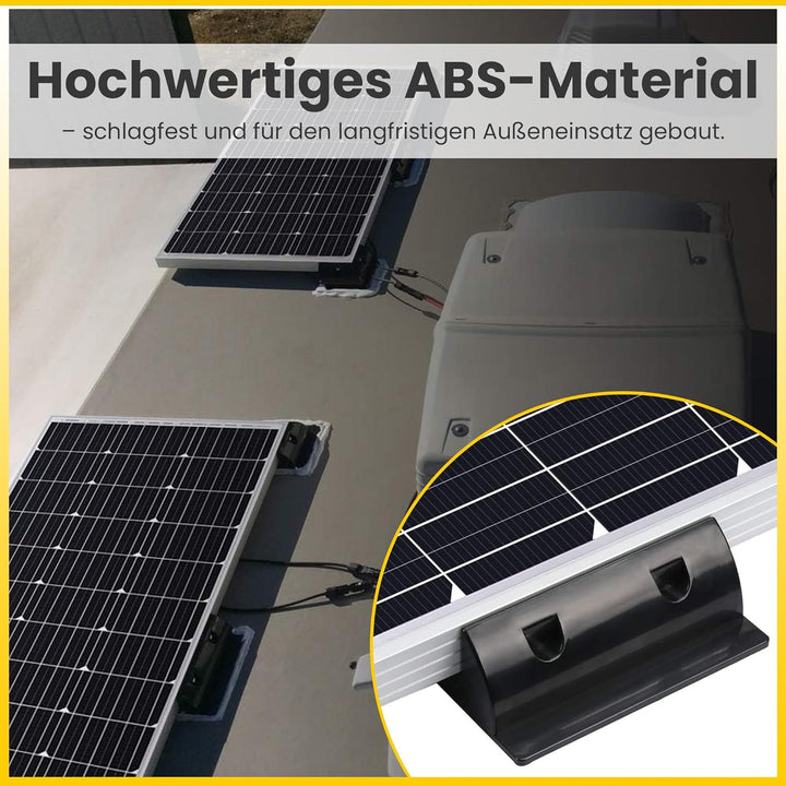 Offgridtec 2 Stück ABS Spoiler Verbindungsprofile 180mmx180mm, Montage-Seitenklemmen, 4 Edelstahl-Sc