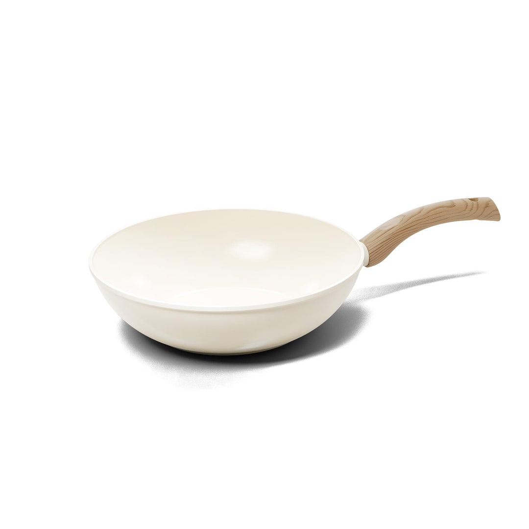 Cook & Pan - Go Ivory Wokpfanne 30 cm-Induktionsgeeignet-PFAS frei Keramik-Beschichtung -Antihaft- w
