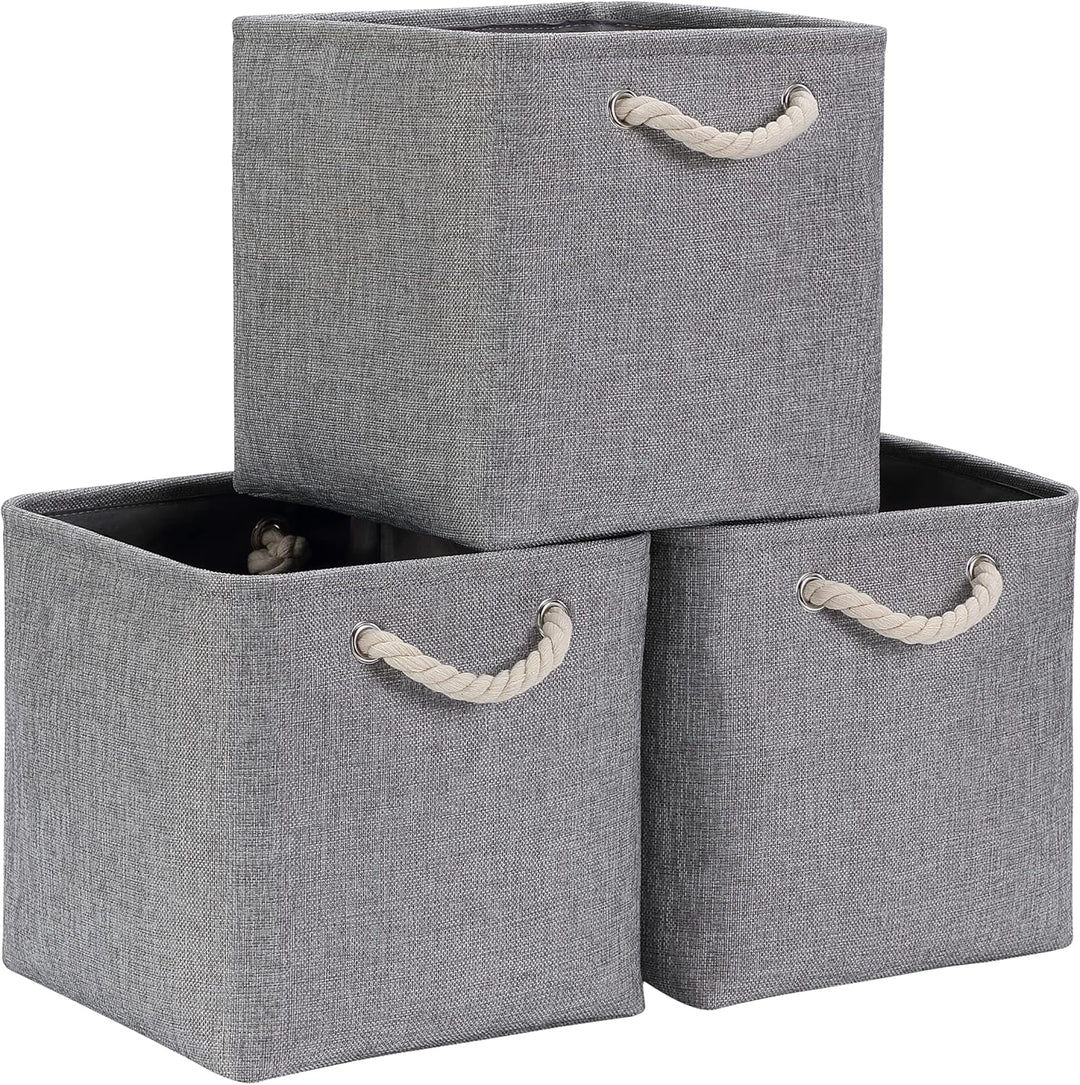 Mangata Aufbewahrungsbox 25x25x25 cm, Aufbewahrungskorb mit Griff, Aufbewahrung Korb Stoff für Regal