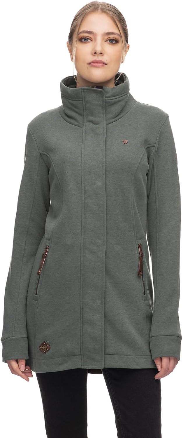 Ragwear LETRICE Damen Frauen Kapuzenjacke,Sweatjacke lang,Übergangs-Parka,Kapuze,Seitentaschen XS Pi