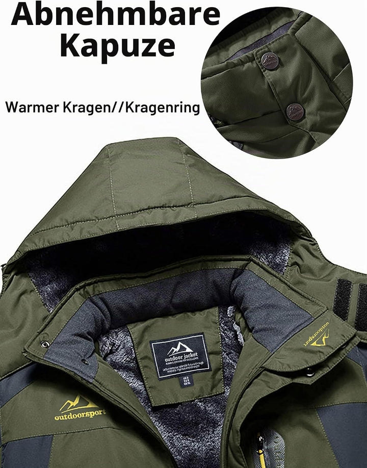 MAGCOMSEN Herren Winter Fleecejacke Warme Gefüttert Skijacke Outdoor Winddicht Wasserdicht Jacke Ver